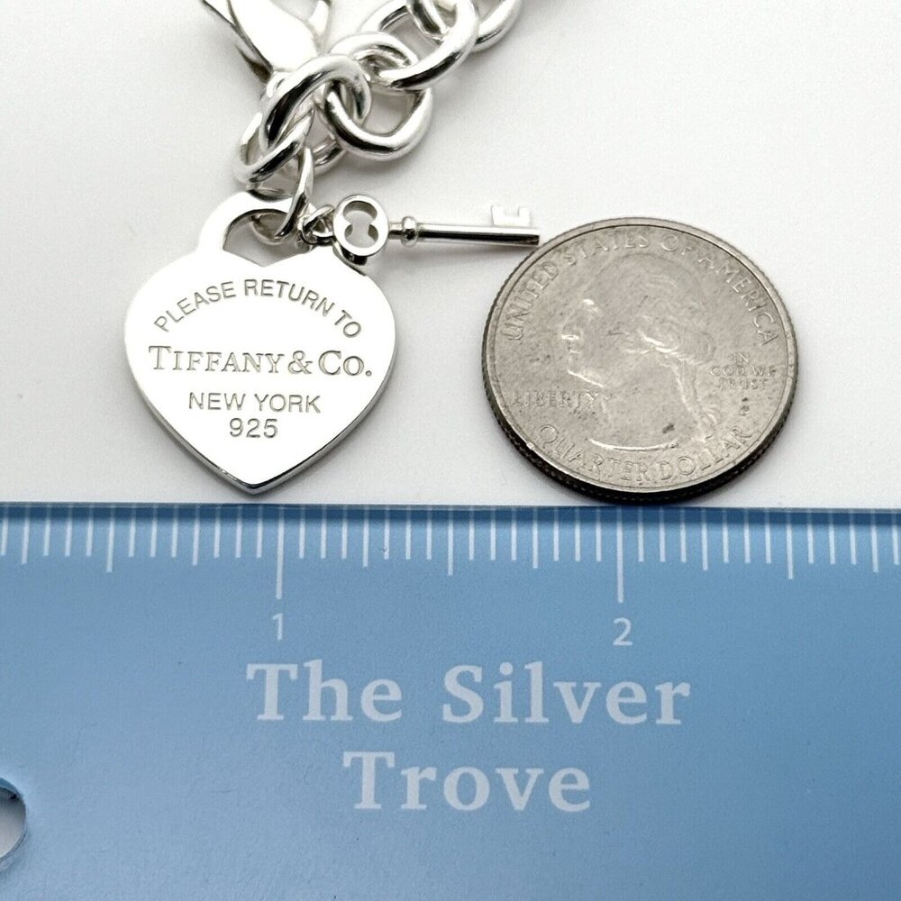 Please Return to Tiffany Heart Tag Charm Key Bracelet Medium 7.5" - Picture 5 of 5
